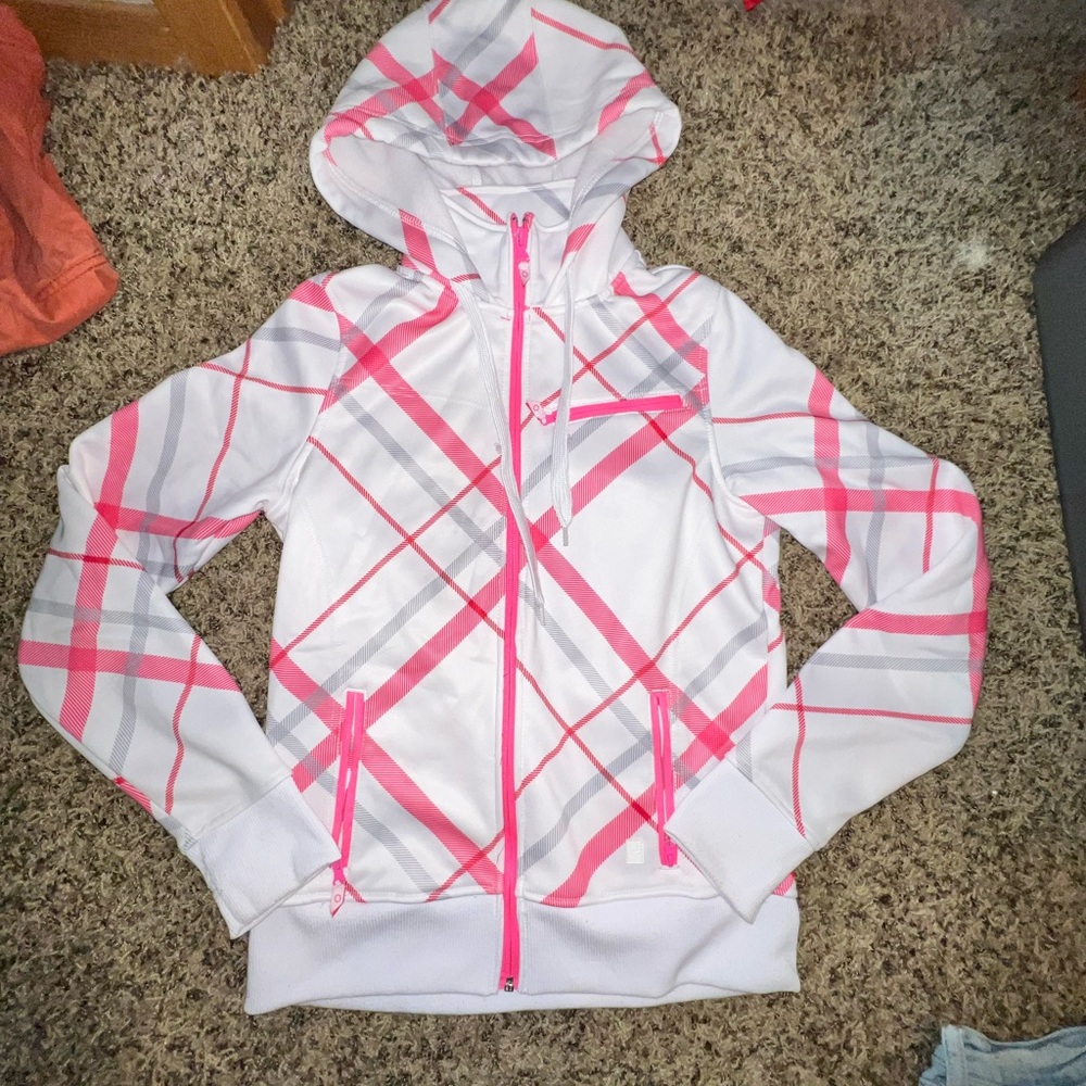 Empyre Pink and White Plaid Zip Hoodie